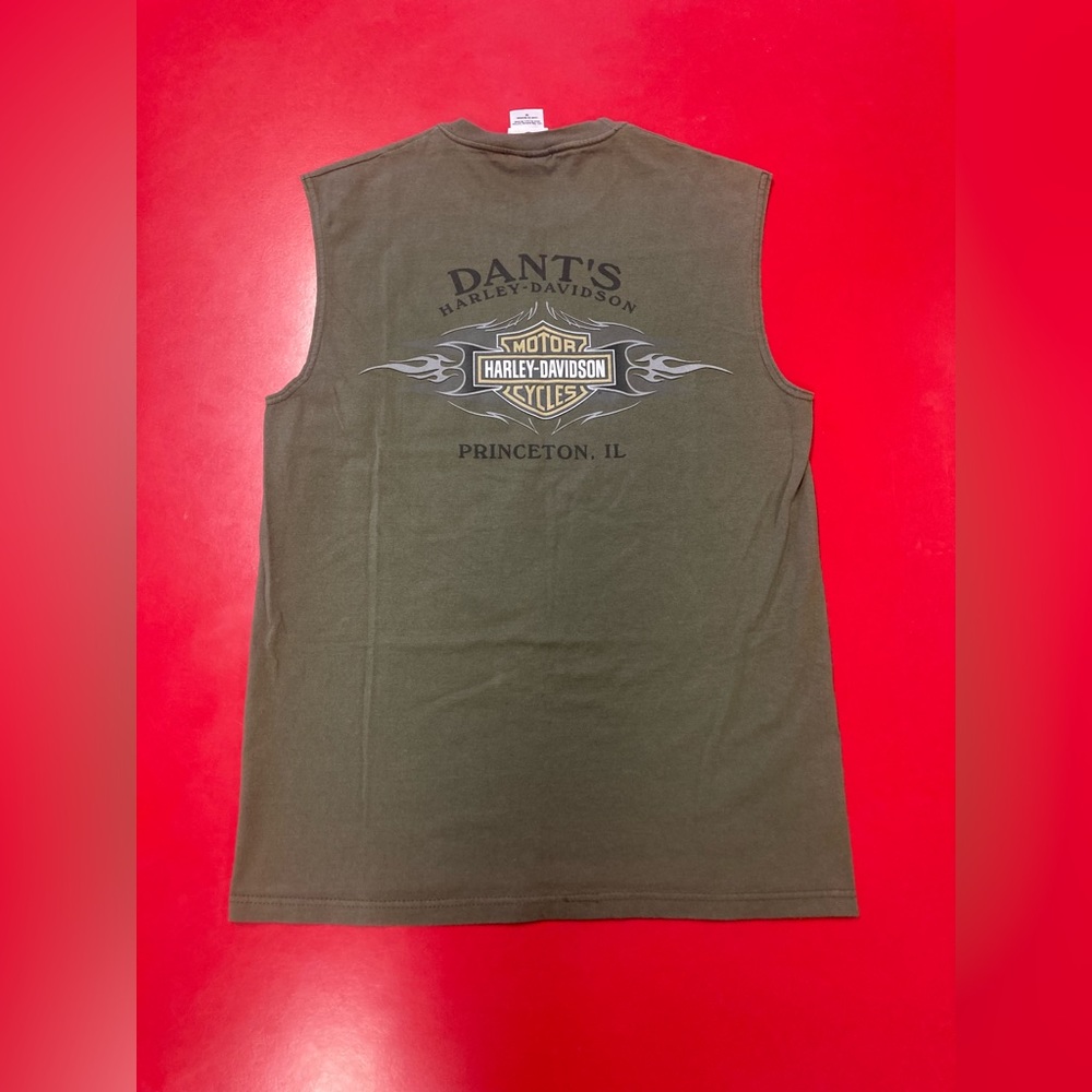 2005 Harley Davidson Princeton IL Green Sleeveless Tank Top Shirt Size Medium